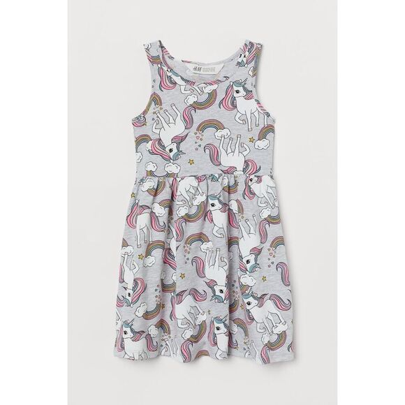 H&M Kids Toddler Girls 4/5 Unicorn Print Tank Knit Dress BUY 2 GET 1 FREE - Picture 1 of 8